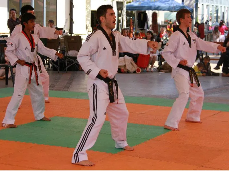Adult students performing a pattern together.
